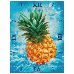 Алмазная мозаика Сочный ананас - алмазные часы, картина стразами Color KIT 30x40 см.