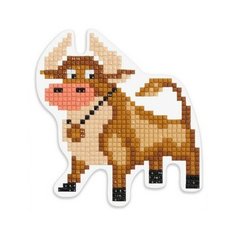 Алмазная мозаика магнит Бычок, картина стразами Фрея 8.5x9 см.