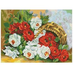 Алмазная мозаика Корзина роз, картина стразами Паутинка 41x55 см.