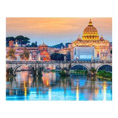 Алмазная мозаика Мост Ангелов Рим (На подрамнике), картина стразами Цветной 40x50 см.