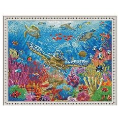 Алмазная мозаика Подводный мир, картина стразами PaintBoy 40x50 см.