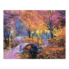 Алмазная мозаика Яркая осень, картина стразами Цветной 40x50 см.
