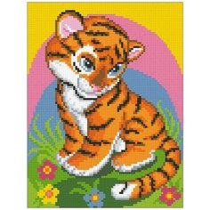 Алмазная мозаика Тигрёнок, картина стразами Паутинка 18x24 см.