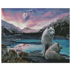 Алмазная мозаика Белые волки, картина стразами PaintBoy 40x50 см.