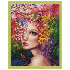 Алмазная мозаика Весенняя фея (На подрамнике), картина стразами Цветной 40x50 см.