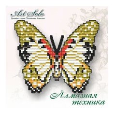 Алмазная мозаика Бабочка-магнит Белая леди Анголы (Graphium angolanus), картина стразами АРТ СОЛО 14x12 см. Art Solo