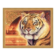 Алмазная мозаика Индийский тигр, картина стразами PaintBoy 40x50 см.