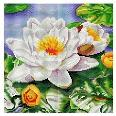 Алмазная мозаика Нимфея озерная (на подрамнике), картина стразами Белоснежка 30x30 см.