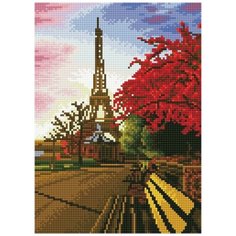 Алмазная мозаика Прогулка по Парижу (На подрамнике), картина стразами Цветной 30x40 см.