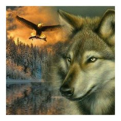 Алмазная мозаика Волк и орел, картина стразами Molly 30x30 см.