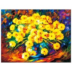 Алмазная мозаика Букет осенних хризантем, картина стразами Цветной 40x50 см.