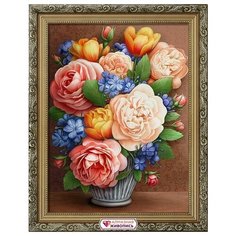 Алмазная мозаика Ретро буке, картина стразами Алмазная живопись 30x40 см.