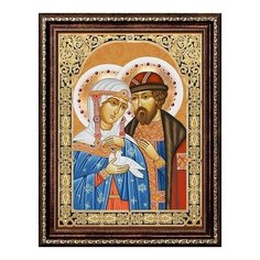 Алмазная мозаика Икона Петр и Феврония, картина стразами Алмазная живопись 30x40 см.