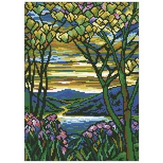 Алмазная мозаика Витраж Весна, картина стразами Паутинка 25x35 см.