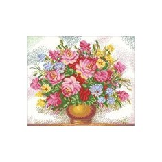 Алмазная мозаика Яркий букет, картина стразами Алмазная живопись 55x46 см.