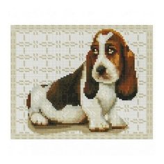 Алмазная мозаика Бассет-хаунд, картина стразами Белоснежка 20x25 см.