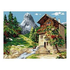 Картина по номерам Дом у горы, 30x40 см. Цветной