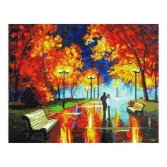 Алмазная мозаика Золотые блики фонарей, картина стразами PaintBoy 40x50 см.