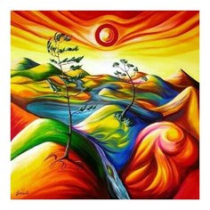 Алмазная мозаика Цветные горы, картина стразами PaintBoy 20x20 см.