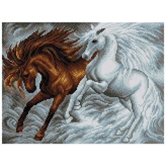 Алмазная мозаика Лошади, картина стразами Вышиваем бисером 30x40 см.