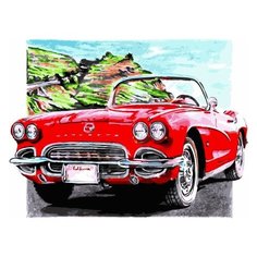 Картина по номерам Красный кабриолет, 40x50 см. PaintBoy