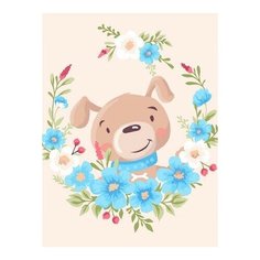 Картина по номерам Щенок в цветах, 30x40 см. Фрея