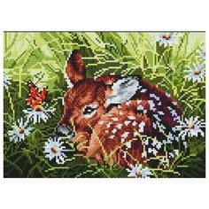 Алмазная мозаика Олененок (На подрамнике), картина стразами Цветной 30x40 см.