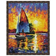 Алмазная мозаика Вечерний пейзаж, картина стразами PaintBoy 40x50 см.