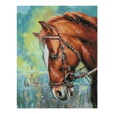 Алмазная мозаика Гнедой красавец, картина стразами PaintBoy 40x50 см.