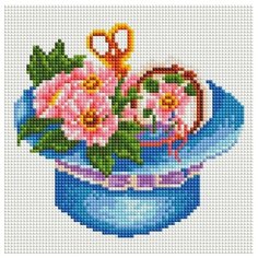 Алмазная мозаика Шляпка с цветами, картина стразами Белоснежка 20x20 см.