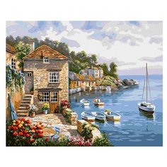 Картина по номерам Солнечная бухта, 40x50 см. Белоснежка