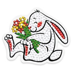 Алмазная мозаика магнит Кролик, картина стразами Фрея 7.5x8.5 см.