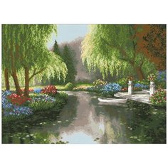 Алмазная мозаика Тихий пруд, картина стразами Паутинка 62x45 см.