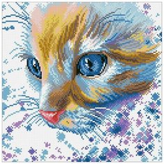 Алмазная мозаика Акварельный котик, картина стразами Паутинка 30x30 см.