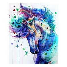 Картина по номерам Белый мустанг, 30x30 см. Molly