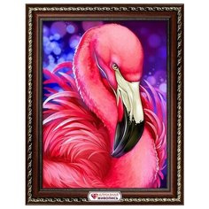 Алмазная мозаика Яркий фламинго, картина стразами Алмазная живопись 30x40 см.