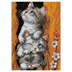Алмазная мозаика Трио котиков, картина стразами Вышиваем бисером 20x28.5 см.