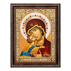 Алмазная мозаика Икона Владимирская богородица, картина стразами Алмазная живопись 30x40 см.