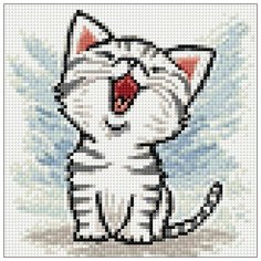 Алмазная мозаика Котенок Мяу, картина стразами Гранни 20x20 см.
