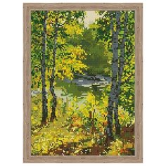 Алмазная мозаика Березовая роща (На подрамнике), картина стразами Цветной 30x40 см.