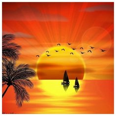 Алмазная мозаика Красивый закат, картина стразами Molly 30x30 см.