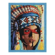 Алмазная мозаика Индианка, картина стразами Цветной 50x65 см.