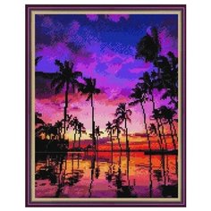Алмазная мозаика Вечер в тропиках, картина стразами PaintBoy 40x50 см.