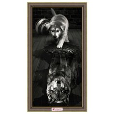 Алмазная мозаика Волк внутри, картина стразами Алмазная живопись 30x60 см.
