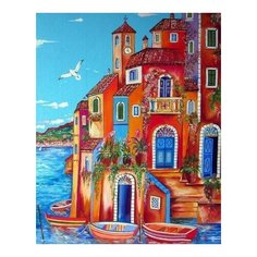 Алмазная мозаика Вилла у моря (мозаика+раскраска), картина стразами Color KIT 40x50 см.