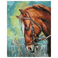 Алмазная мозаика Гнедой красавец, картина стразами PaintBoy 40x50 см.