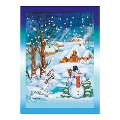 Алмазная мозаика Снежный вечер, картина стразами Фрея 19.5x14 см.