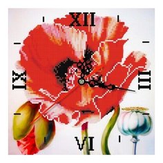 Алмазная мозаика Пурпурный цвет - алмазные часы, картина стразами Color KIT 30x30 см.