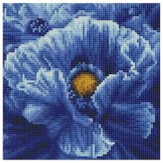 Алмазная мозаика Синие цветы, картина стразами PaintBoy 20x20 см.