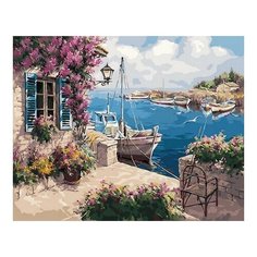 Картина по номерам Катер у домика, 40x50 см. Цветной